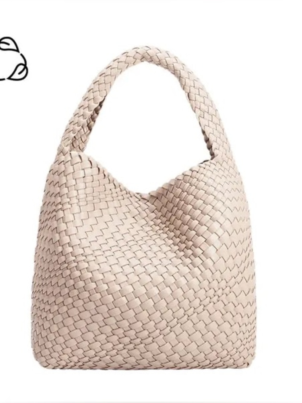 Woven Hobo Shoulder Bag - Cream